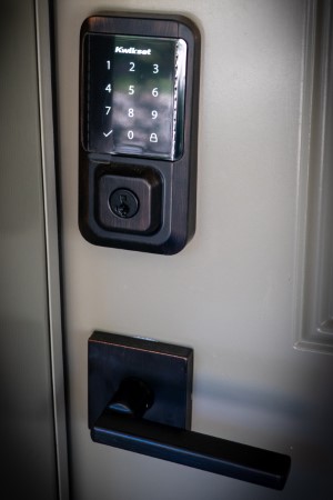 Kwikset electronic keypad lock on the front door allows for self check-in and easy access anytime you need.